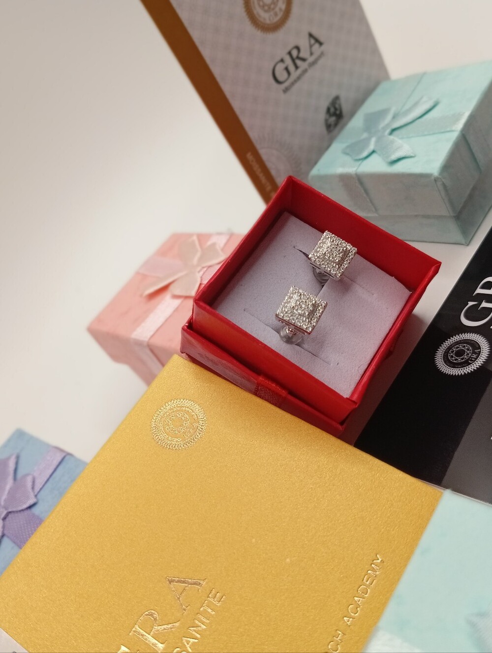 Baguette Gold Moissanite Earrings
